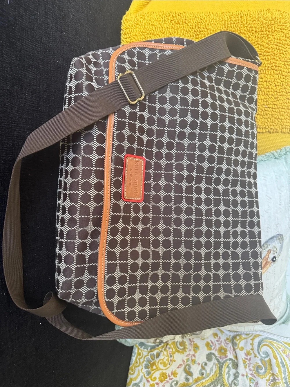 kate spade Black and Tan Geometric Baby Bag